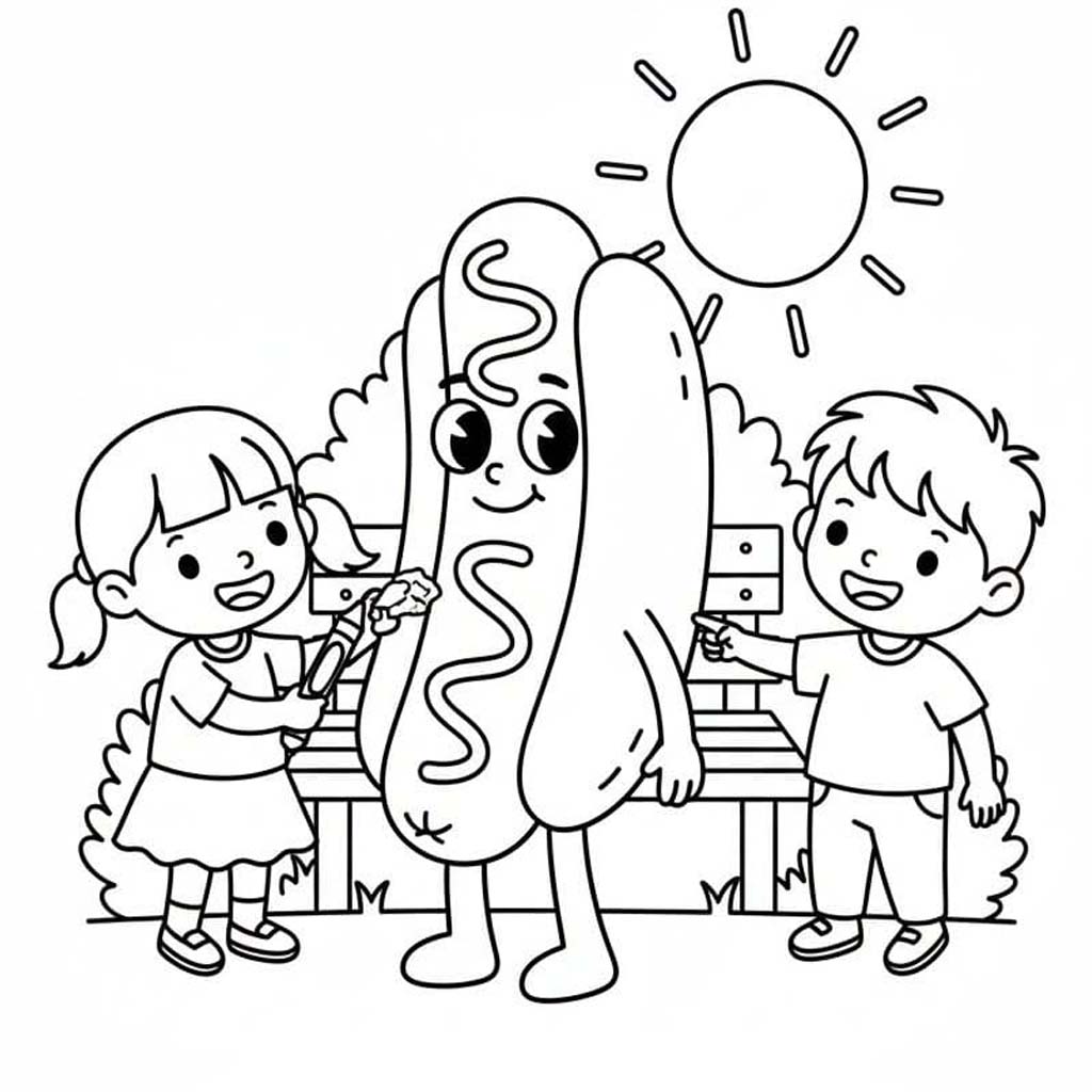 Kolorowanka Narysuj Hot Dog wydruku