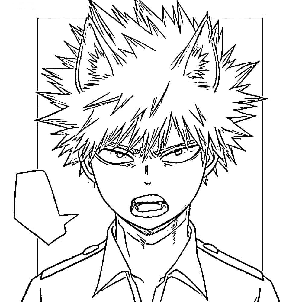 Kolorowanka Narysuj Katsuki Bakugo bezpłatny dla dzieci