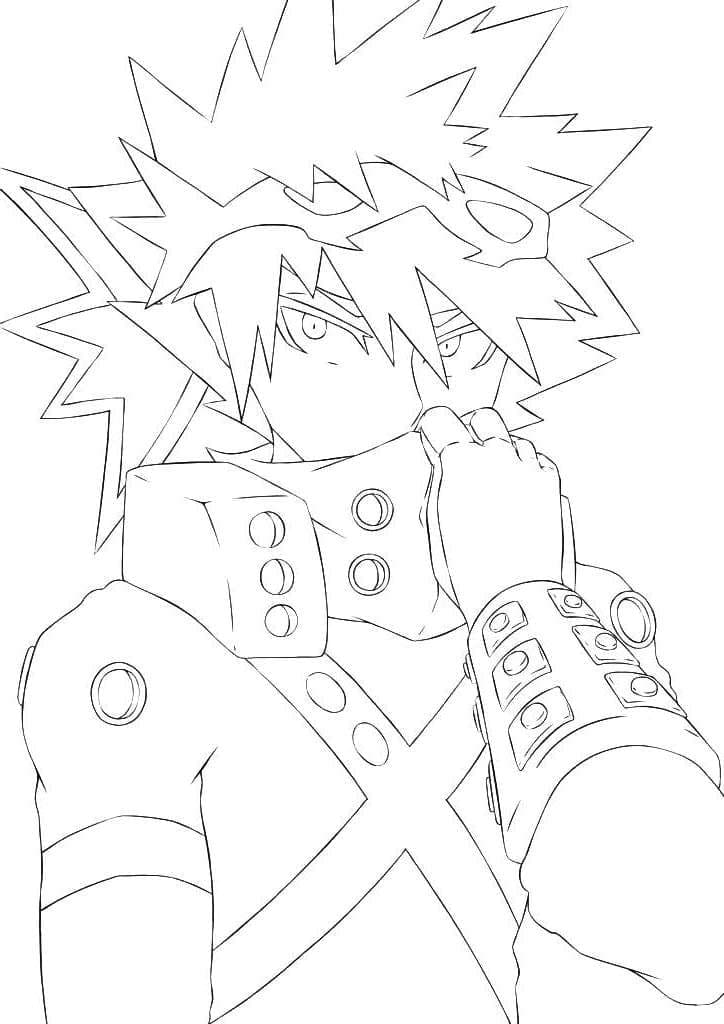 Kolorowanka Narysuj Katsuki Bakugo bezpłatny podstawowy