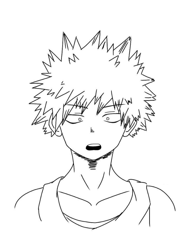 Kolorowanka Narysuj Katsuki Bakugo bezpłatny prosty