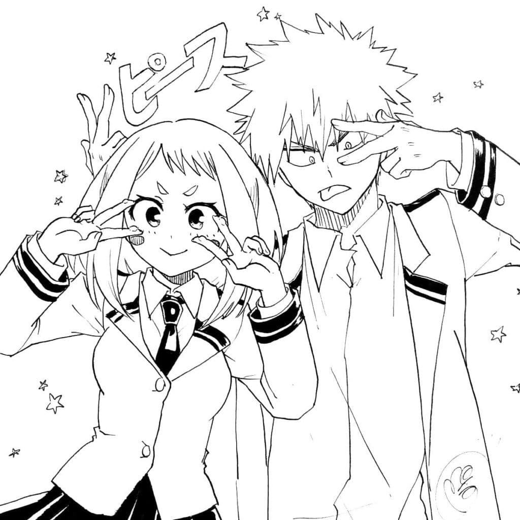 Kolorowanka Narysuj Katsuki Bakugo bezpłatny wydruku łatwy