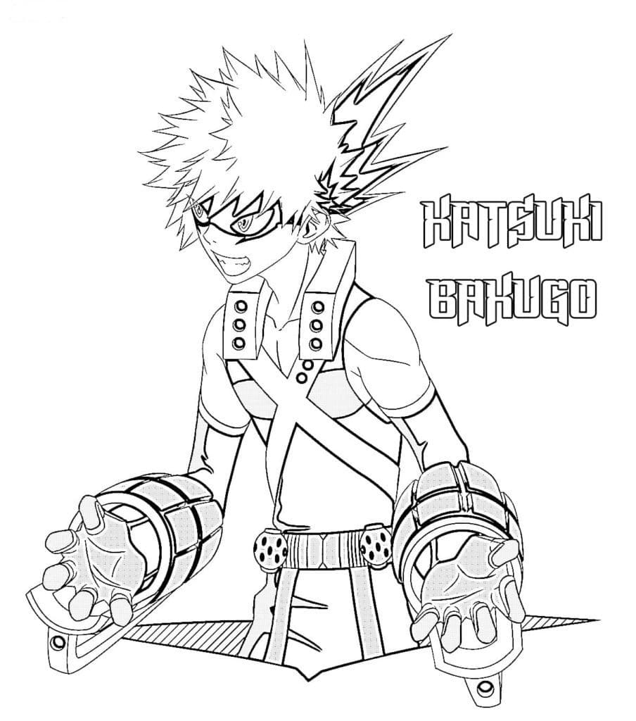 Kolorowanka Narysuj Katsuki Bakugo bezpłatny wydruku podstawowy