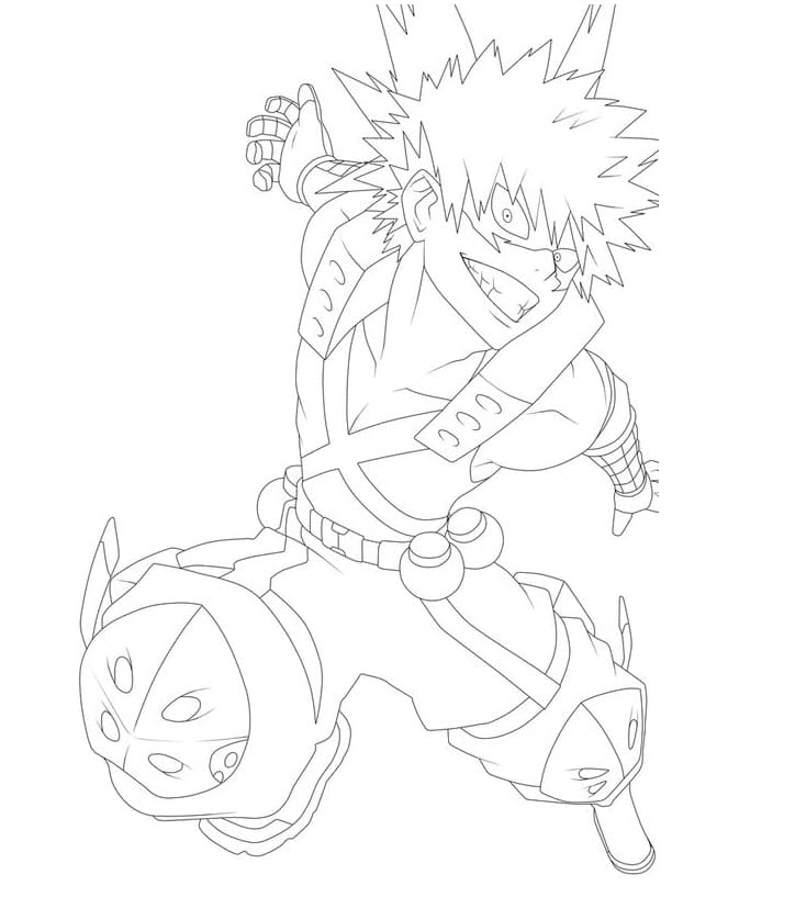 Kolorowanka Narysuj Katsuki Bakugo bezpłatny