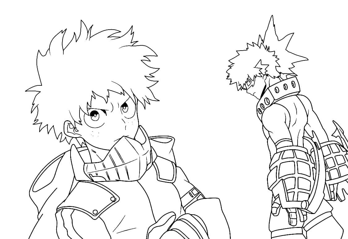 Kolorowanka Narysuj Katsuki Bakugo wydruku łatwy