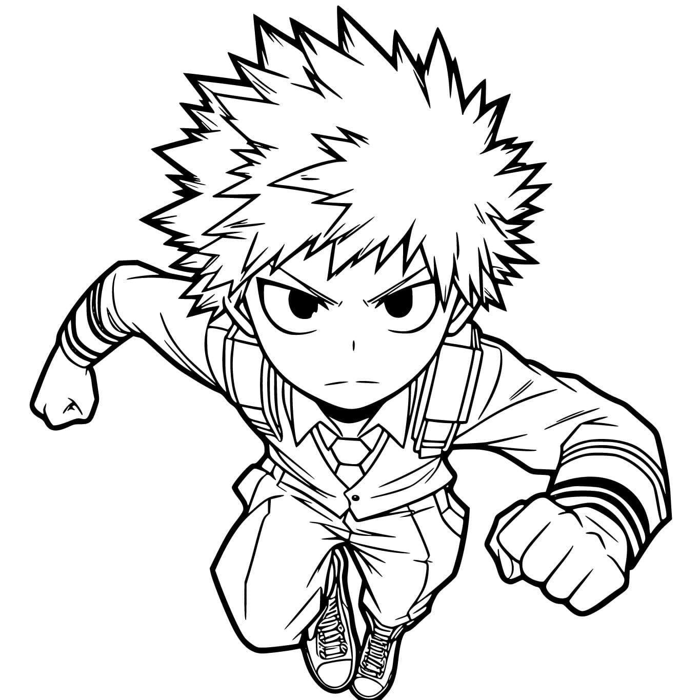 Kolorowanka Narysuj Katsuki Bakugo wydruku podstawowy