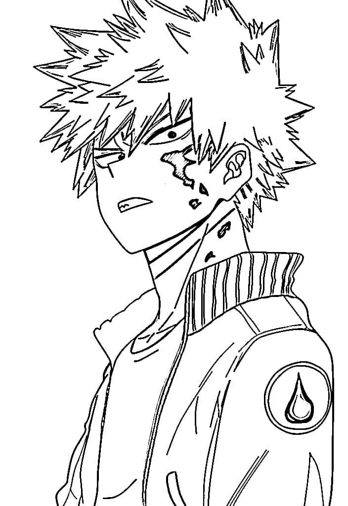 Kolorowanka Narysuj Katsuki Bakugo wydruku prosty