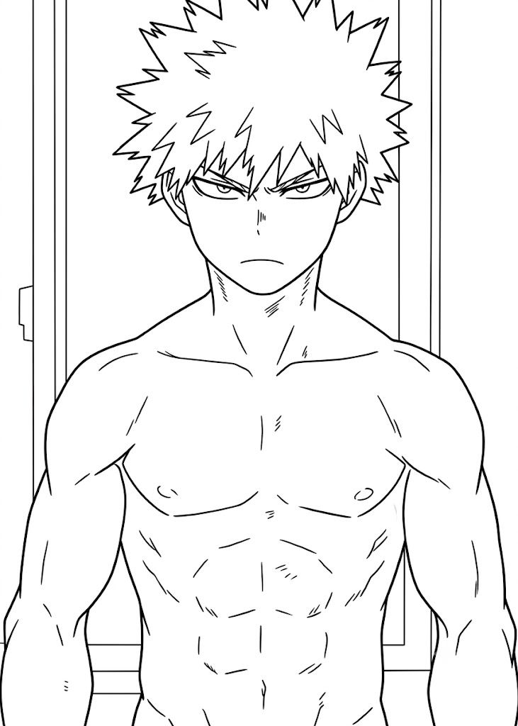 Kolorowanka Narysuj Katsuki Bakugo wydruku