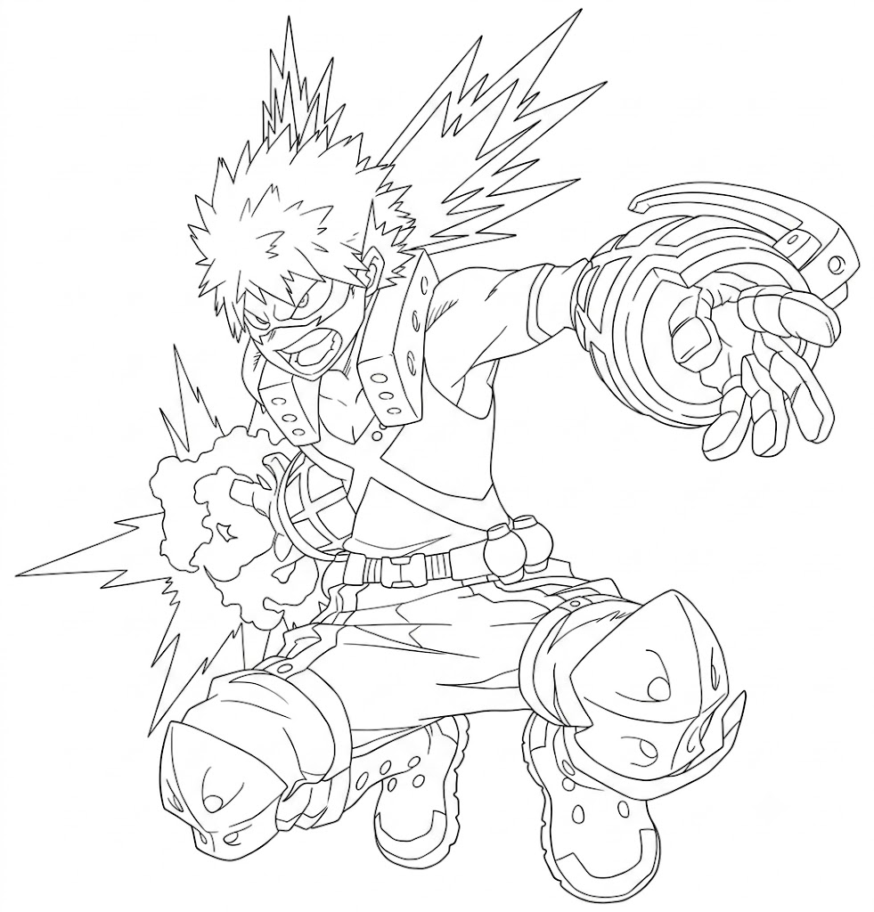 Kolorowanka Narysuj Katsuki Bakugo
