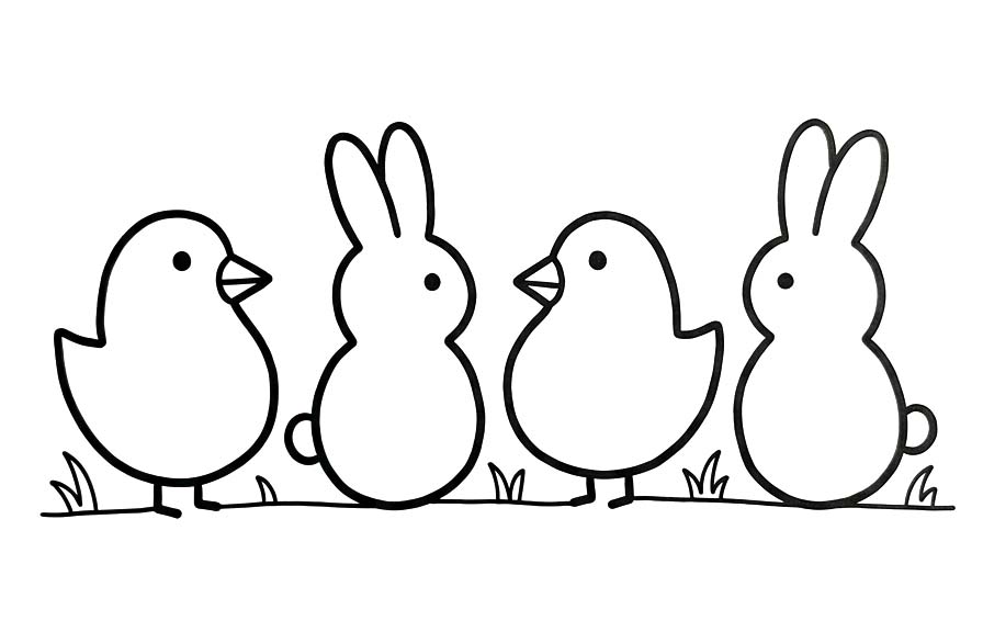 Kolorowanka Narysuj Marshmallow Peeps bezpłatny łatwy