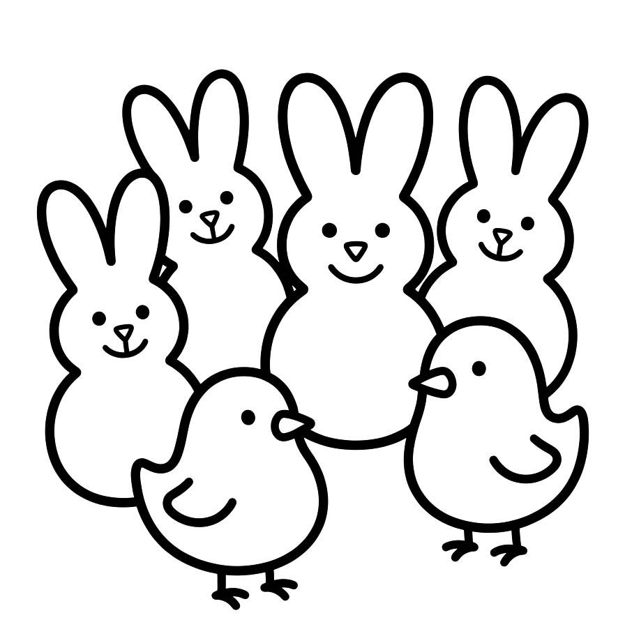 Kolorowanka Narysuj Marshmallow Peeps prosty