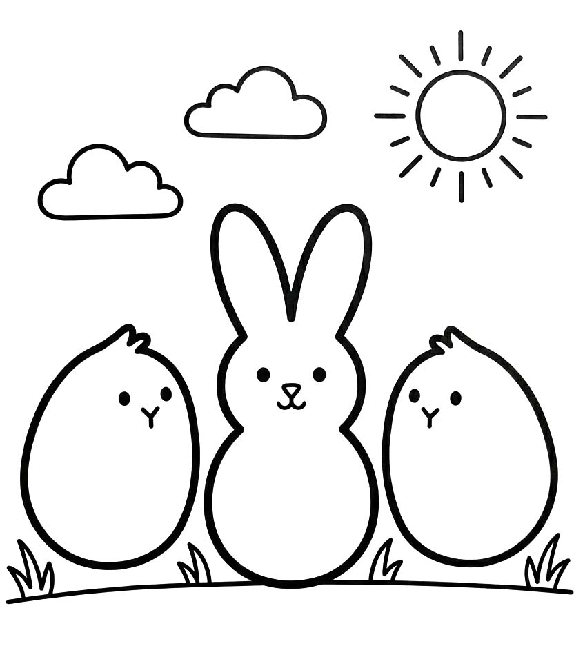 Kolorowanka Narysuj Marshmallow Peeps wydruku prosty