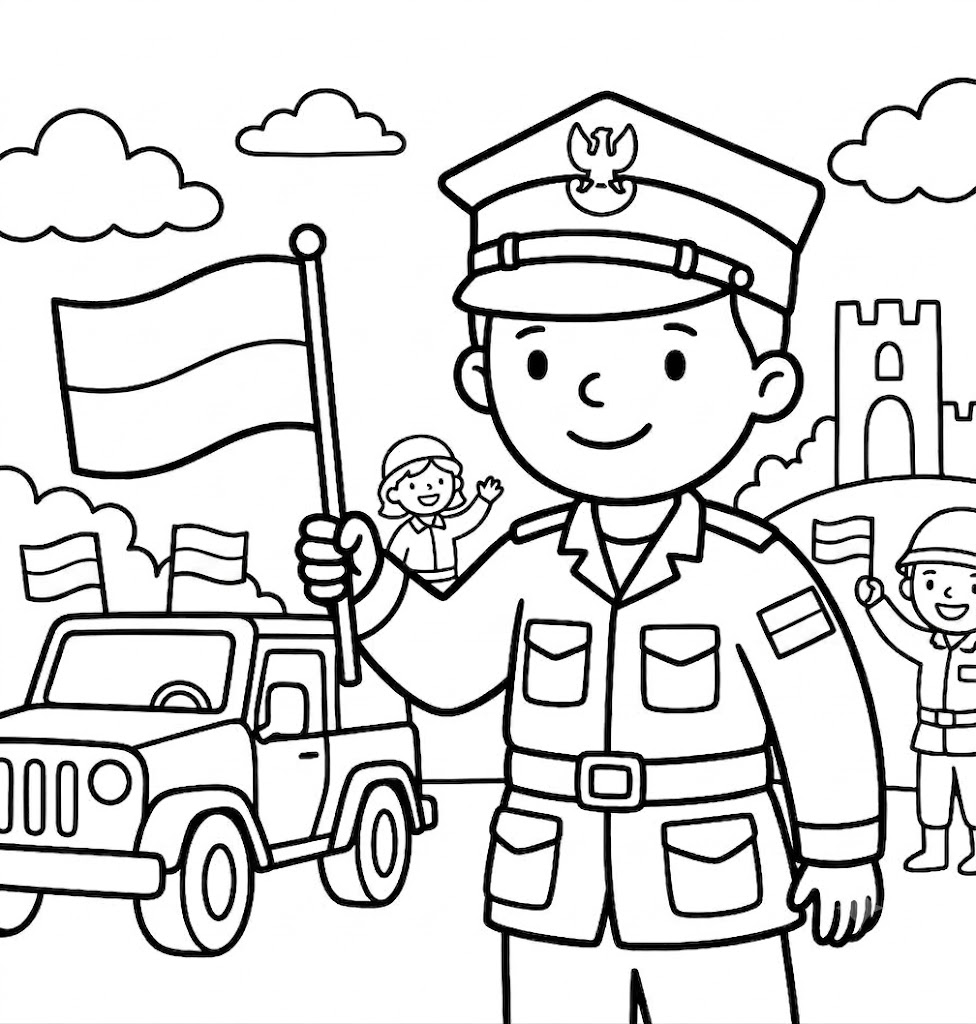 Kolorowanka Narysuj Święto Wojska Polskiego