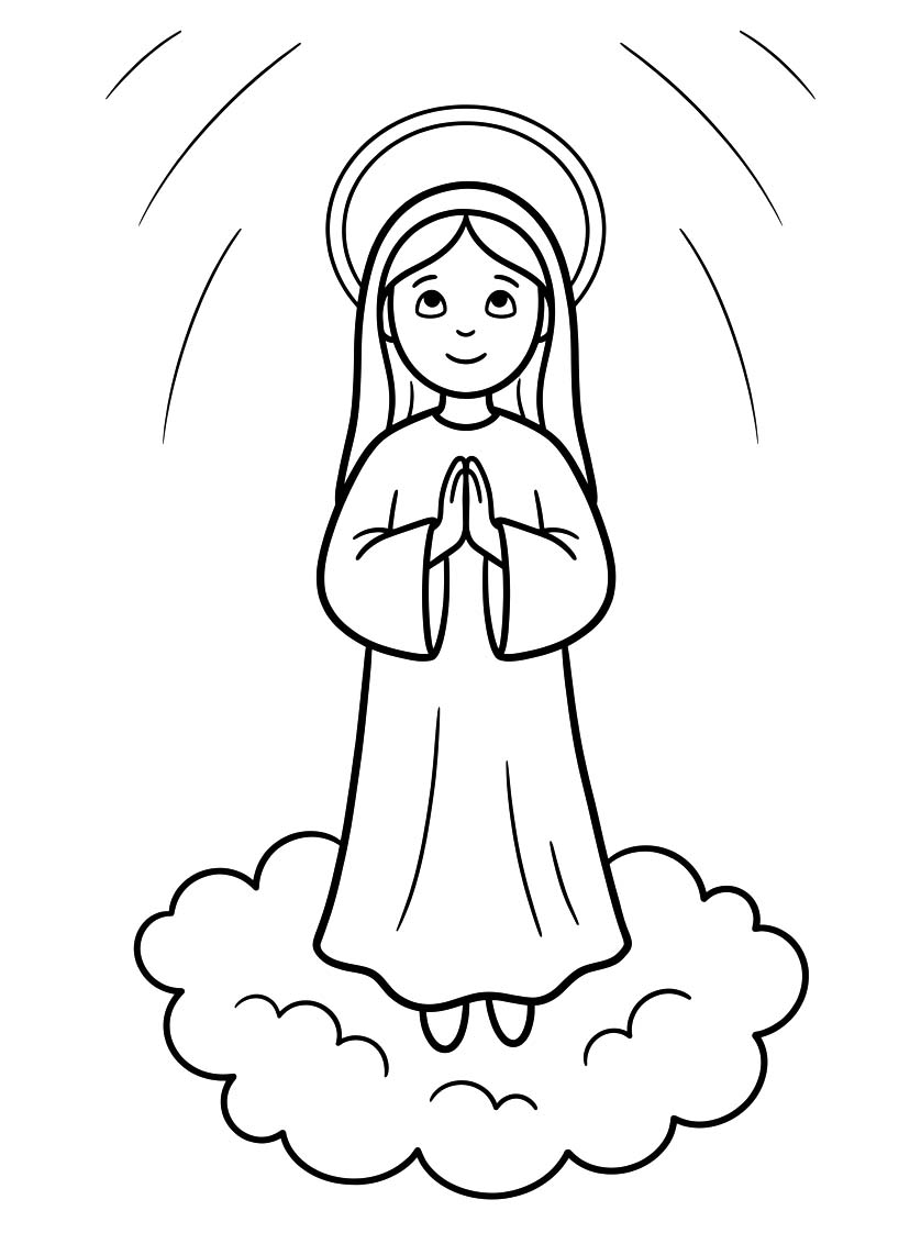 Kolorowanka Narysuj Wniebowzięcie Najświętszej Maryi Panny podstawowy