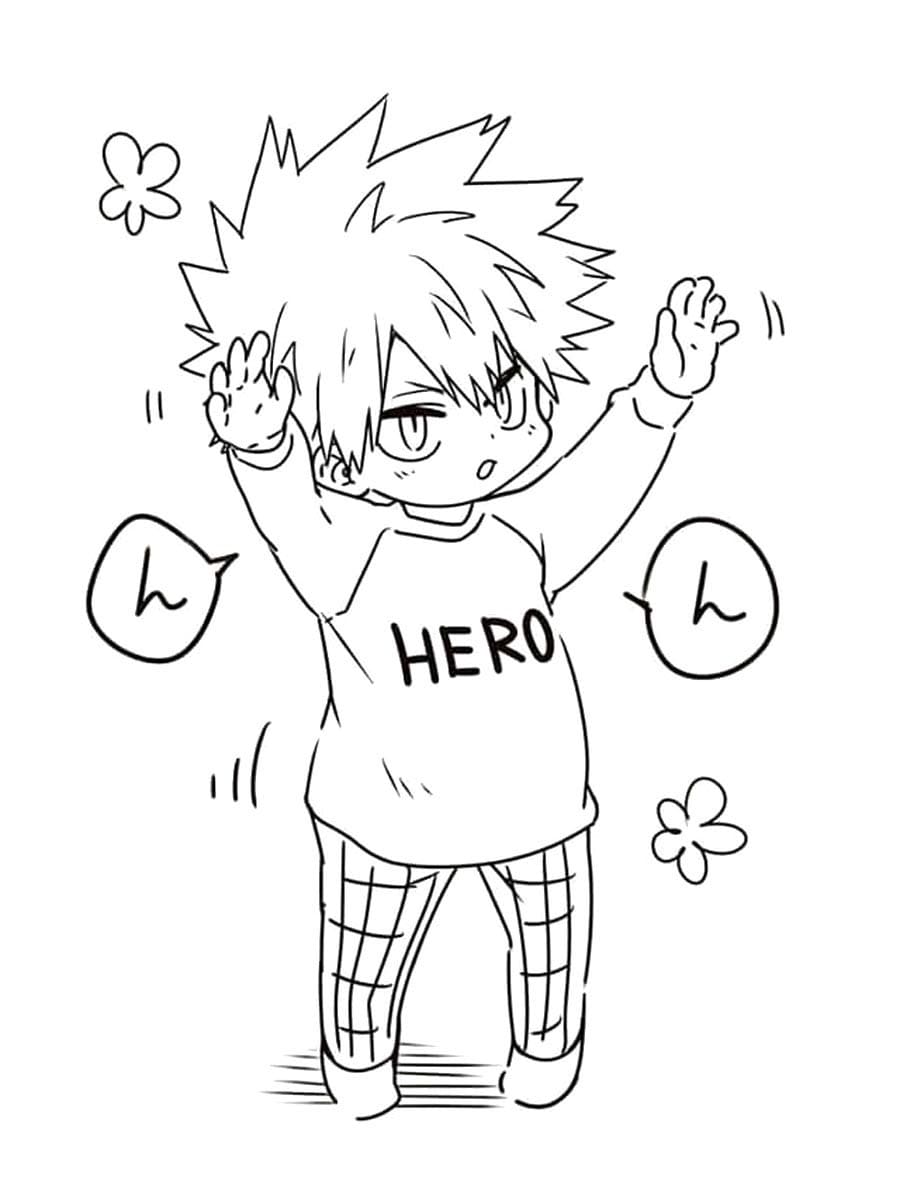 Kolorowanka Obraz Katsuki Bakugo bezpłatny wydruku