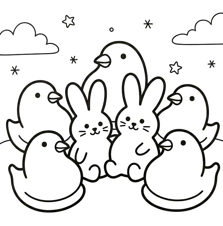 Kolorowanka Obraz Marshmallow Peeps bezpłatny wydruku