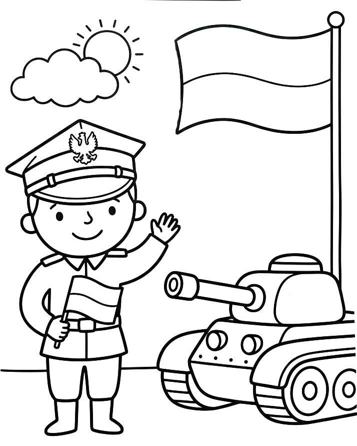 Kolorowanka Obraz Święto Wojska Polskiego do druku