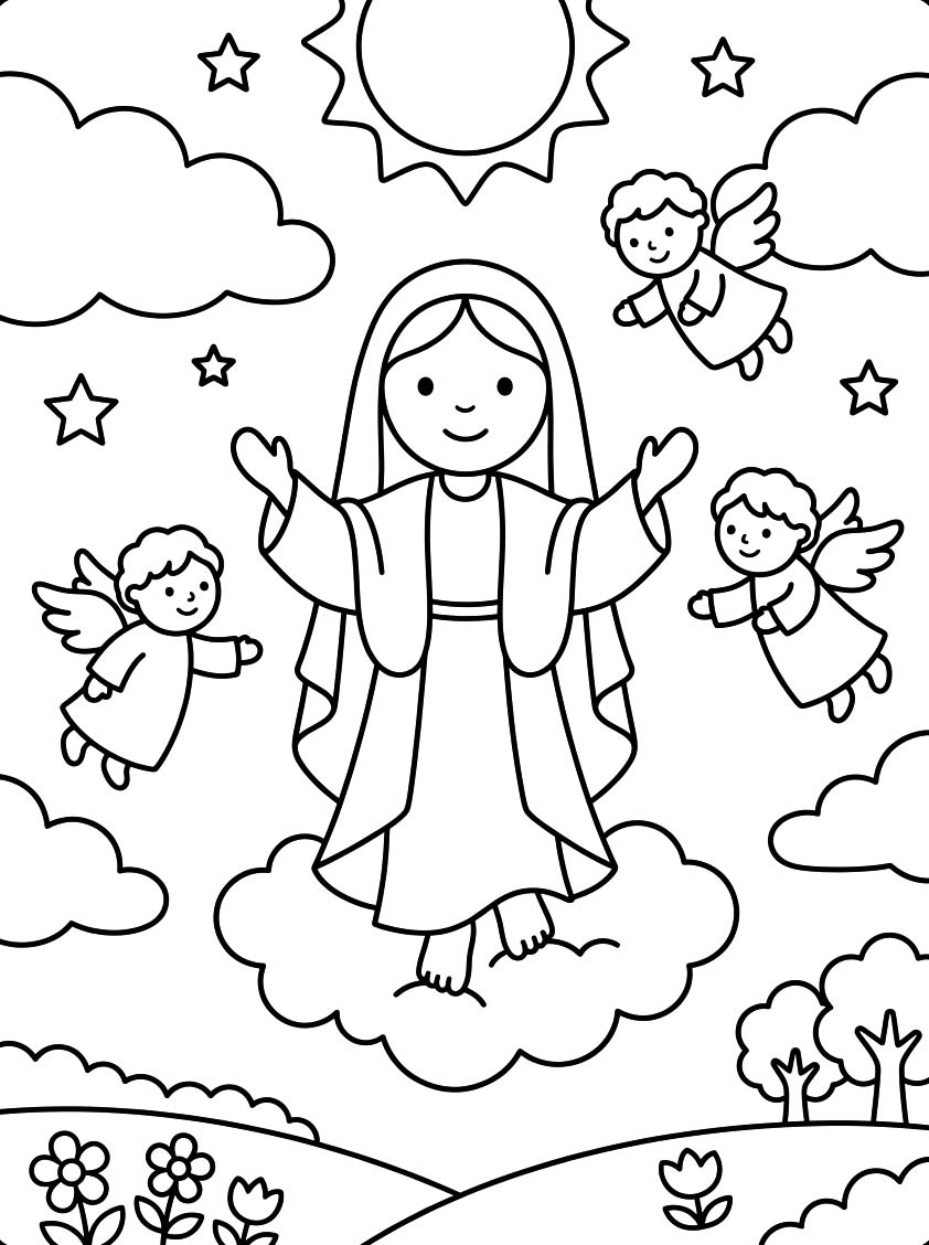 Kolorowanka Obraz Wniebowzięcie Najświętszej Maryi Panny wydruku