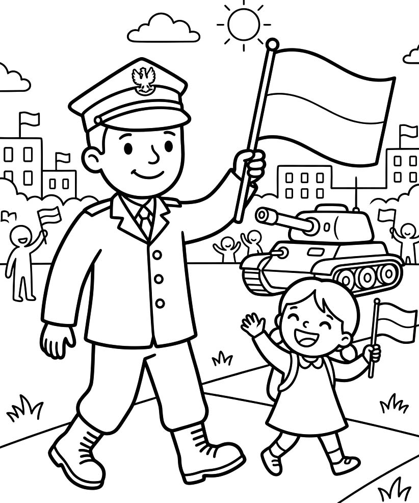 Kolorowanka Święto Wojska Polskiego bezpłatny łatwy