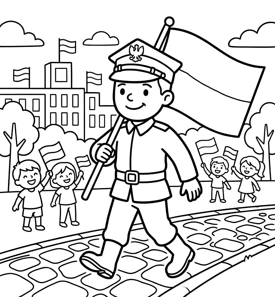 Kolorowanka Święto Wojska Polskiego bezpłatny prosty