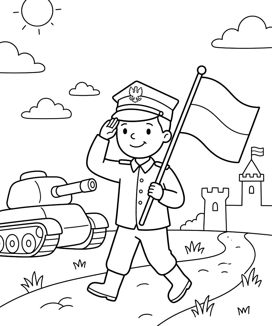 Kolorowanka Święto Wojska Polskiego bezpłatny