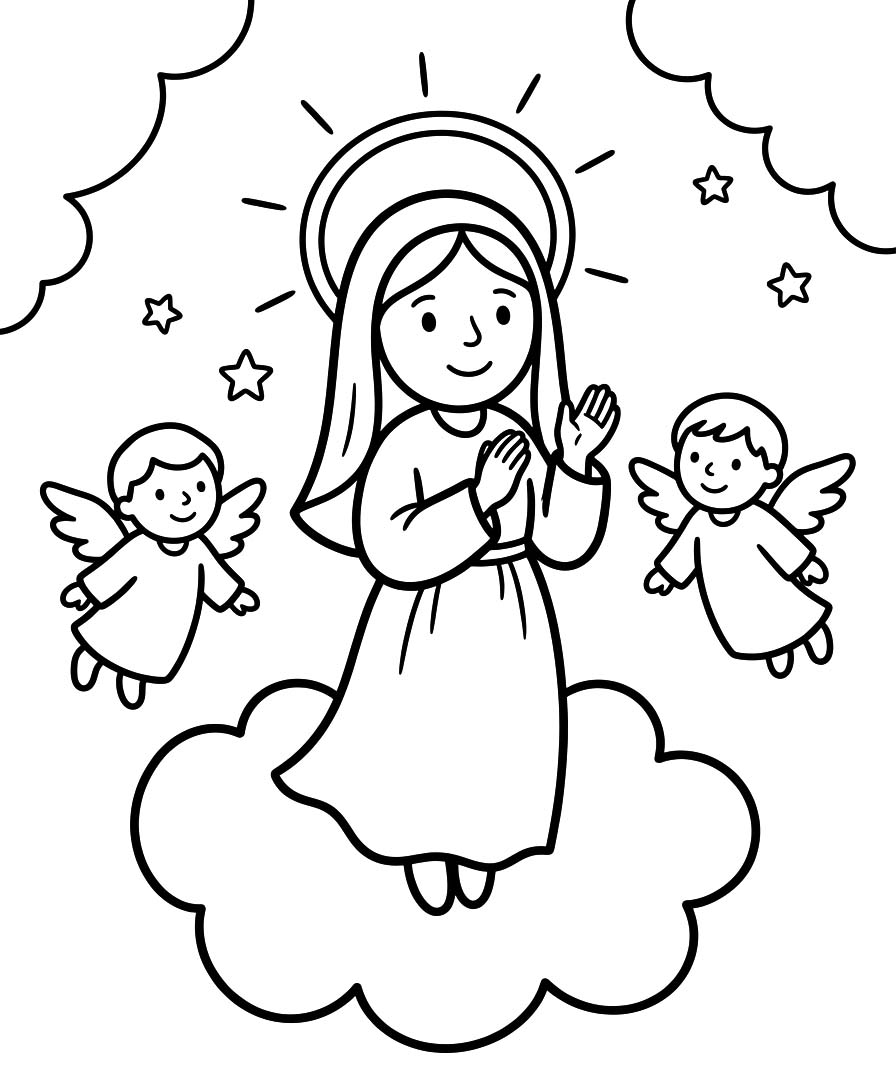 Kolorowanka Wniebowzięcie Najświętszej Maryi Panny bezpłatny prosty
