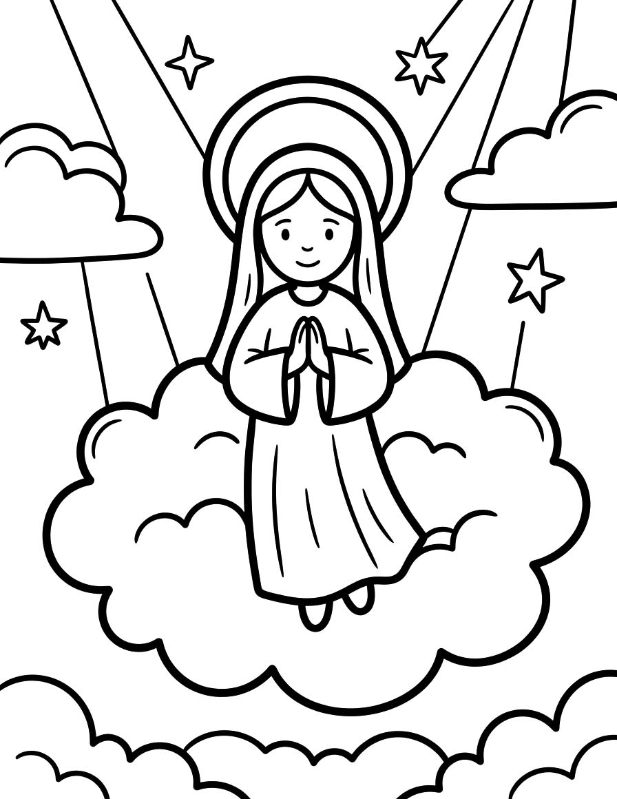 Kolorowanka Wniebowzięcie Najświętszej Maryi Panny bezpłatny wydruku