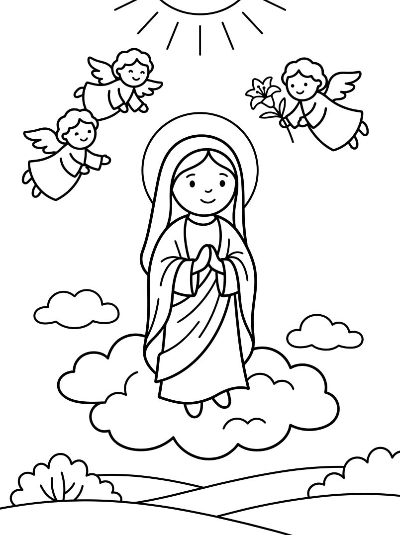 Kolorowanka Wniebowzięcie Najświętszej Maryi Panny wydruku