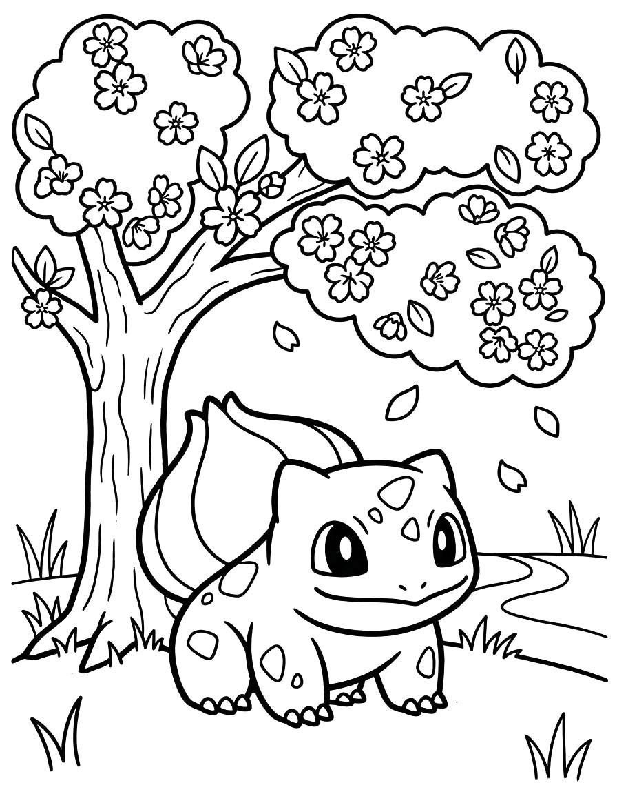 Kolorowanka Bulbasaur bezpłatny wydruku łatwy