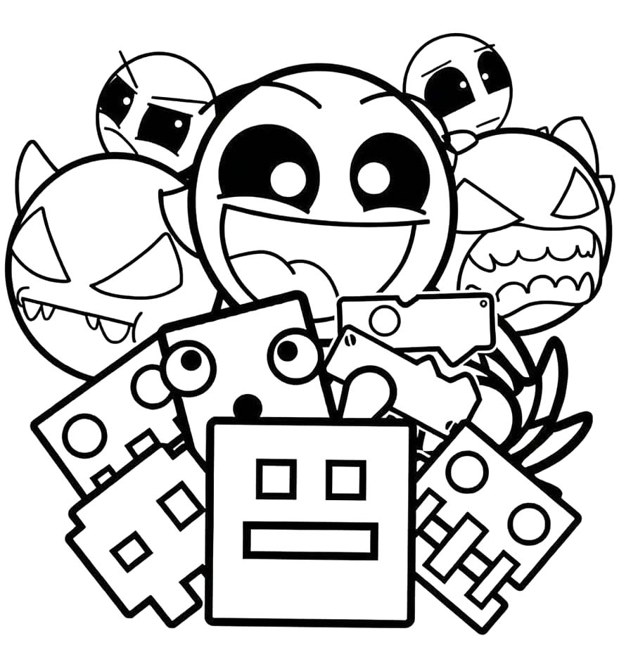 Kolorowanka Geometry Dash wydruku dla dzieci