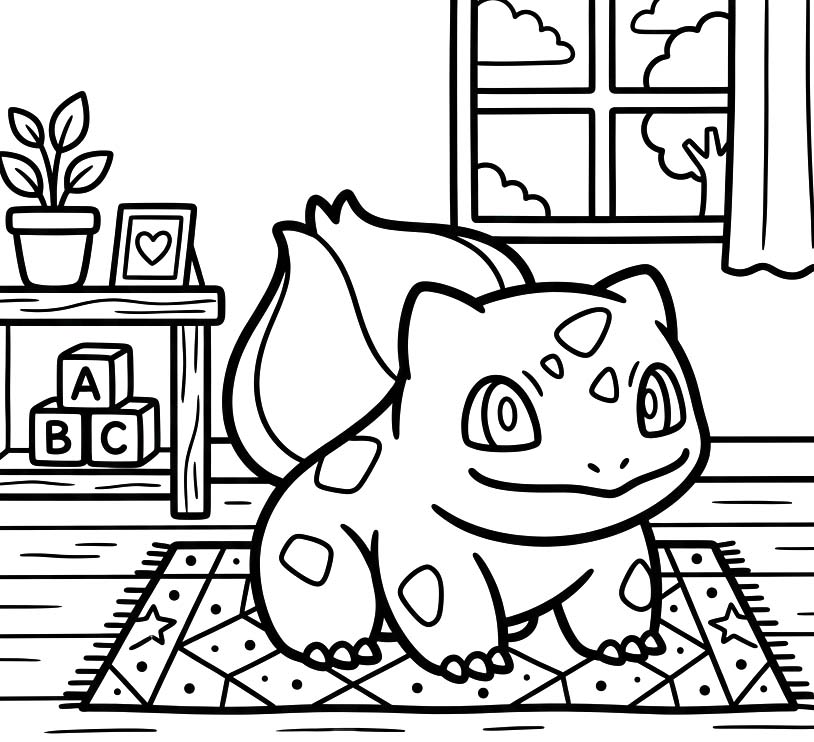 Kolorowanka Narysuj Bulbasaur dla dzieci