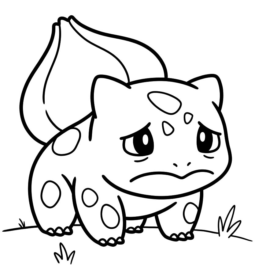 Kolorowanka Narysuj Bulbasaur wydruku prosty