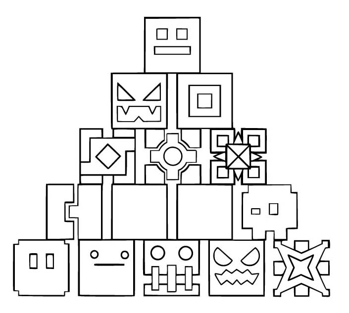 Kolorowanka Narysuj Geometry Dash bezpłatny wydruku