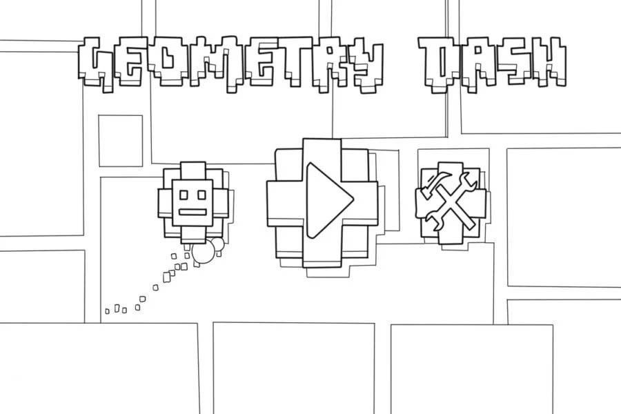 Kolorowanka Narysuj Geometry Dash wydruku łatwy