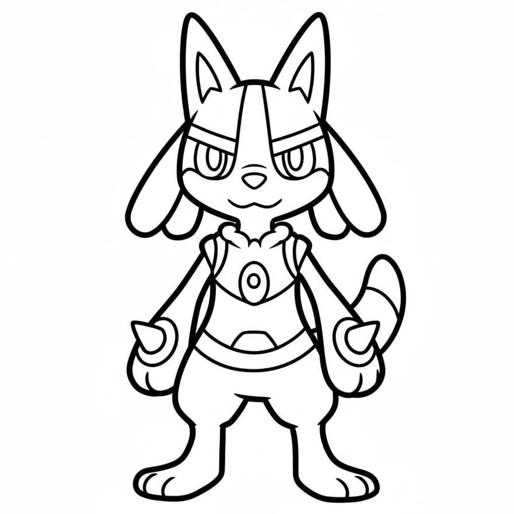 Kolorowanka Narysuj Lucario wydruku łatwy