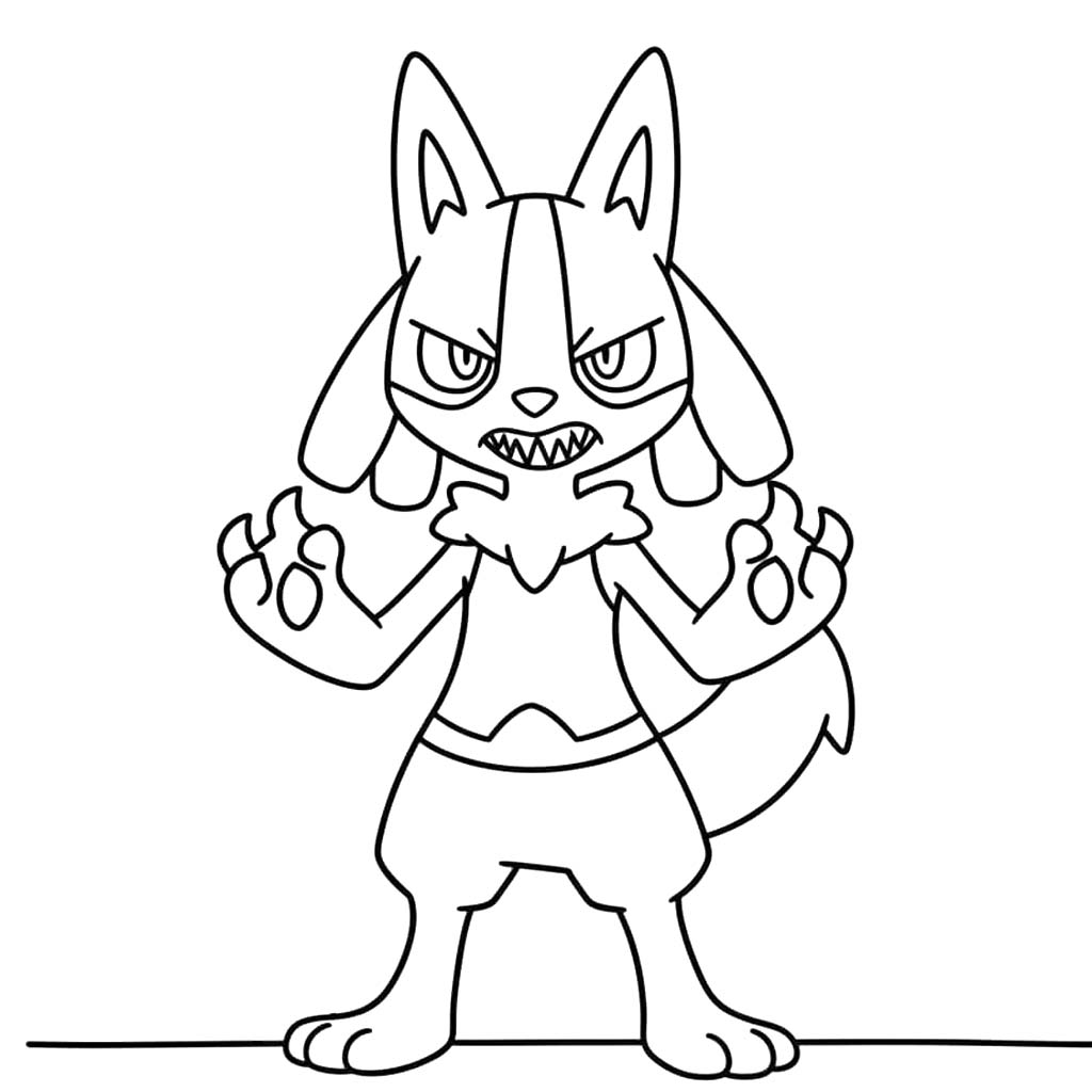 Kolorowanka Narysuj Lucario wydruku podstawowy