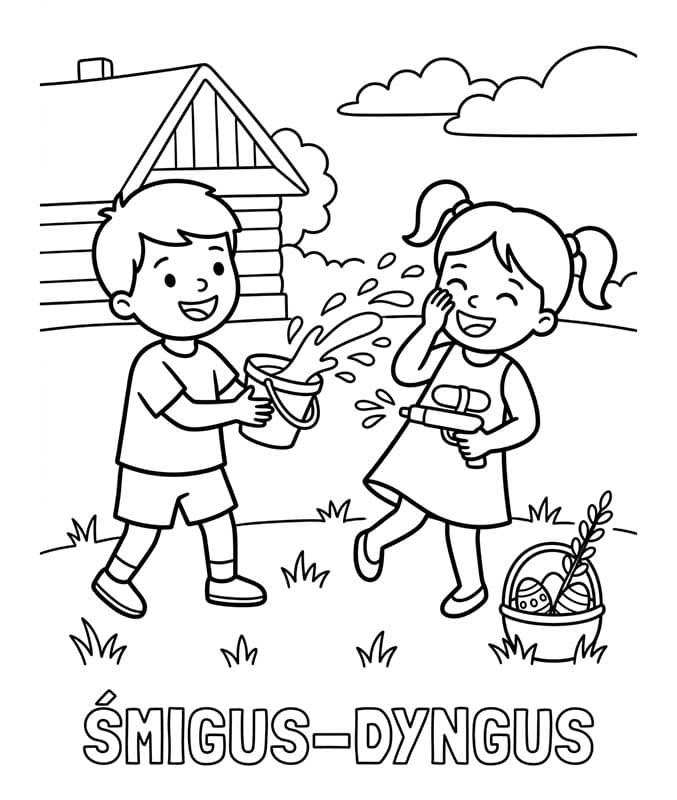 Kolorowanka Narysuj Śmigus-Dyngus bezpłatny łatwy