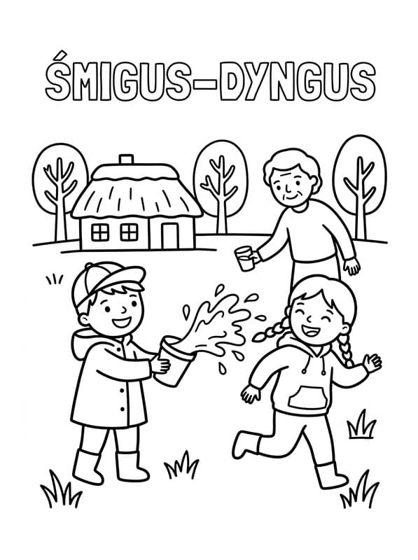 Kolorowanka Narysuj Śmigus-Dyngus bezpłatny wydruku