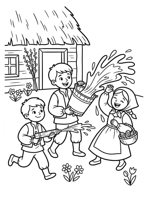 Kolorowanka Narysuj Śmigus-Dyngus wydruku dla dzieci