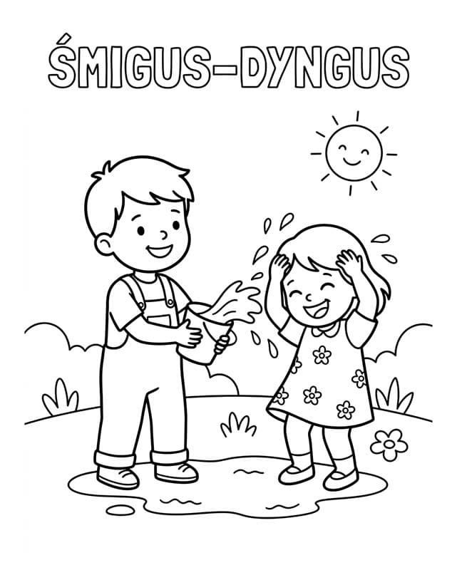 Kolorowanka Narysuj Śmigus-Dyngus wydruku łatwy