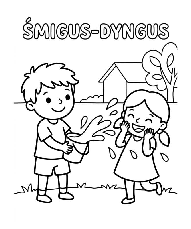 Kolorowanka Narysuj Śmigus-Dyngus wydruku prosty