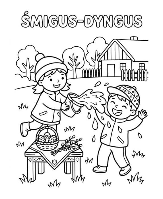 Kolorowanka Narysuj Śmigus-Dyngus