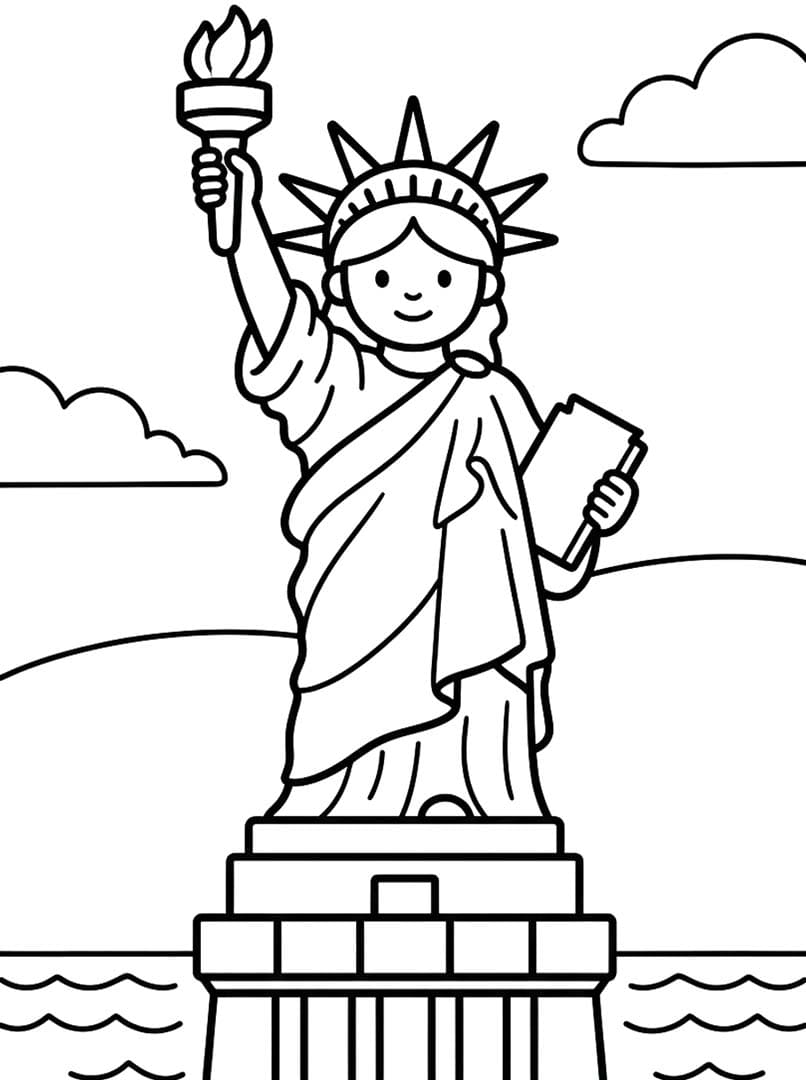 Kolorowanka Obraz Statua Wolności do druku