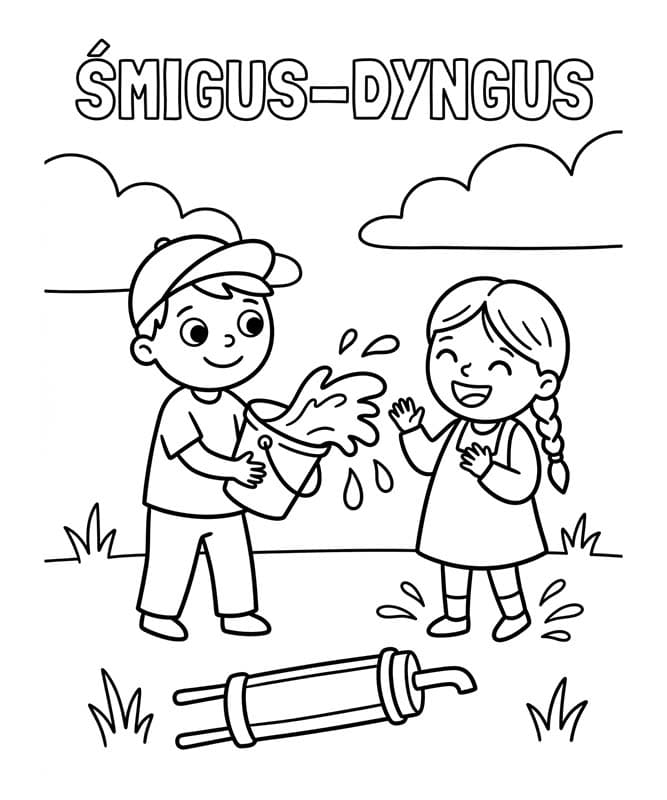 Kolorowanka Śmigus-Dyngus bezpłatny prosty