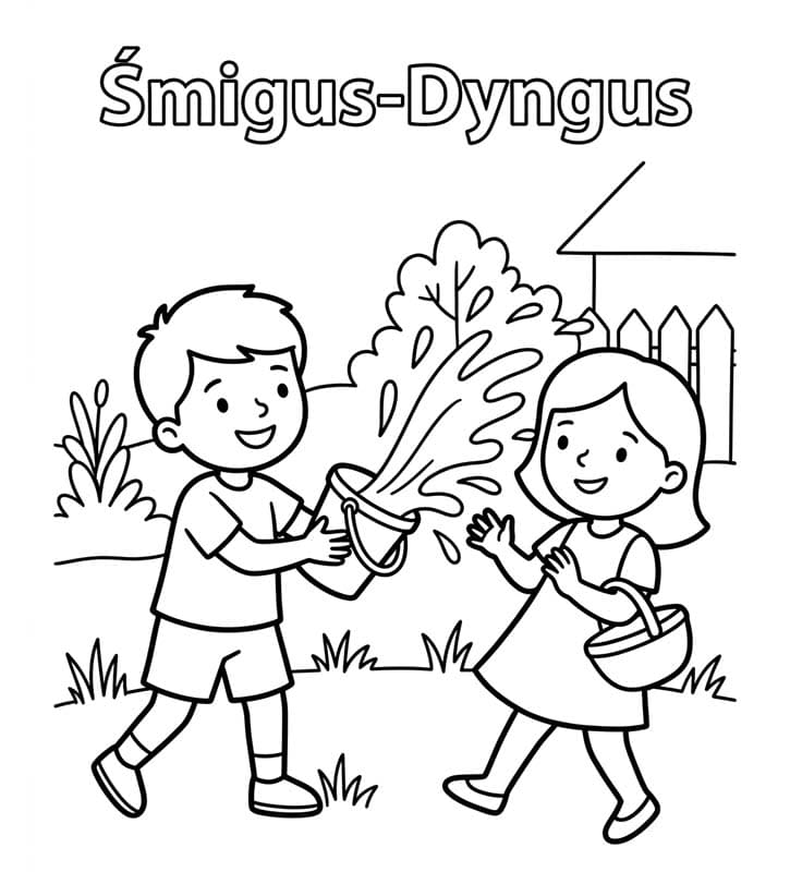 Kolorowanka Śmigus-Dyngus wydruku dla dzieci