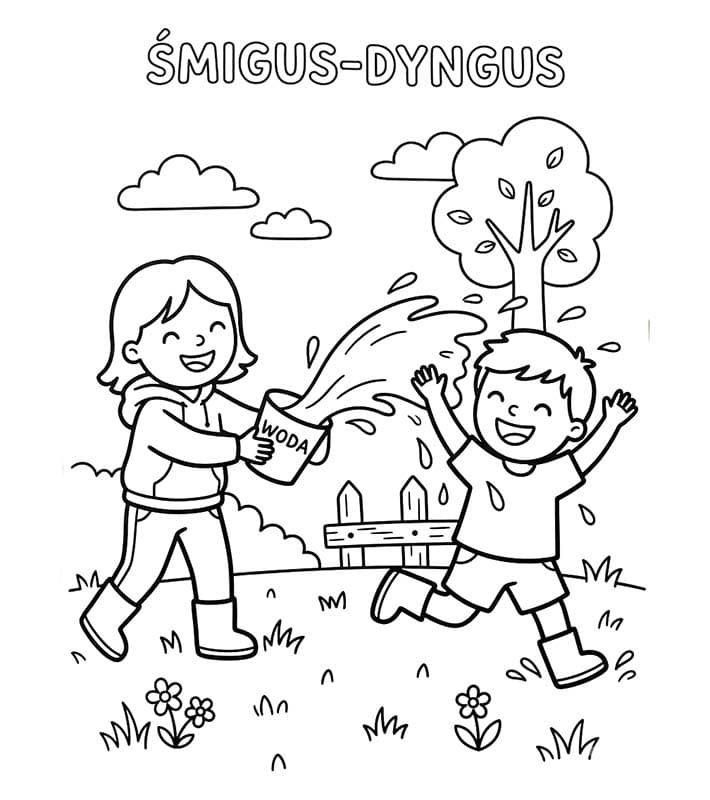 Kolorowanka Śmigus-Dyngus wydruku prosty