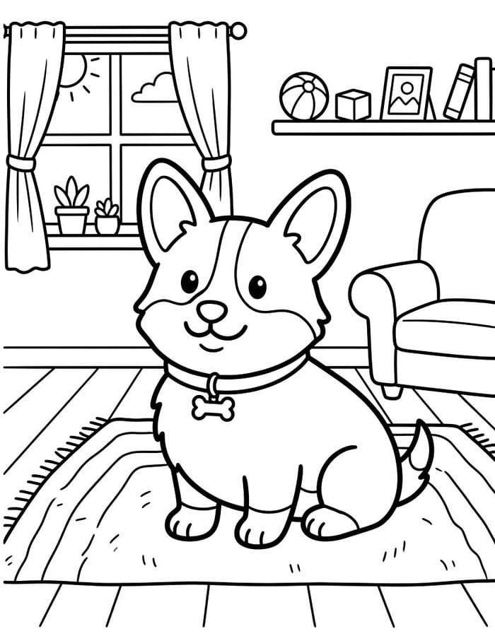 Kolorowanka Corgi bezpłatny łatwy