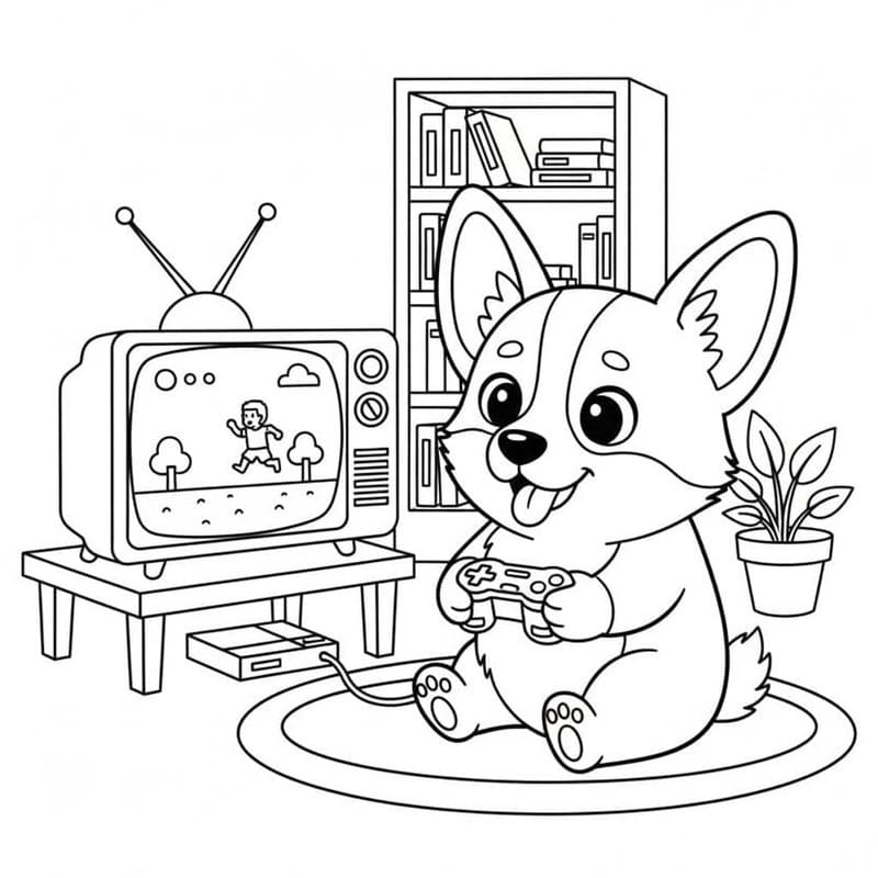 Kolorowanka Corgi bezpłatny wydruku łatwy