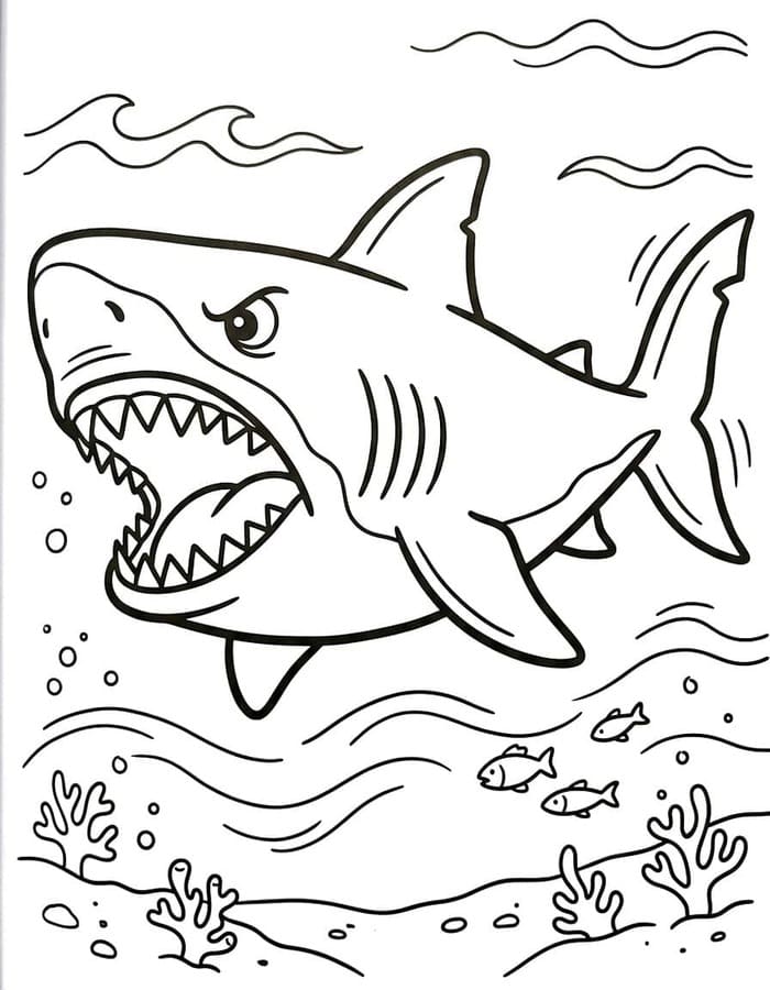 Kolorowanka Megalodon bezpłatny wydruku łatwy