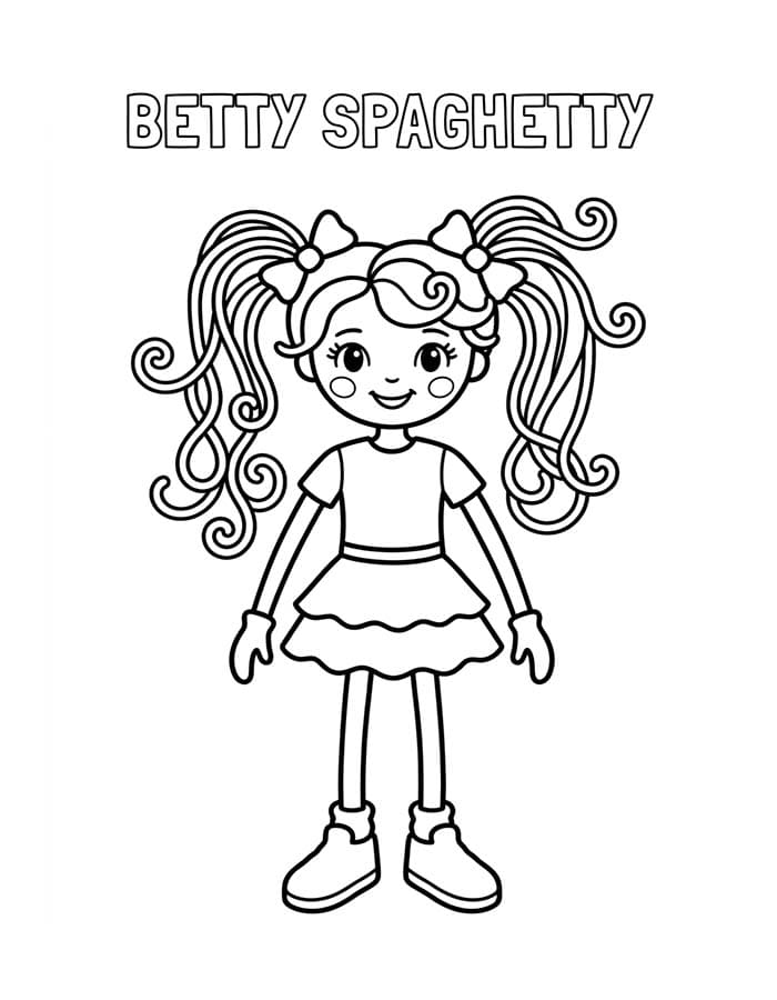 Kolorowanka Narysuj Betty Spaghetty bezpłatny wydruku łatwy