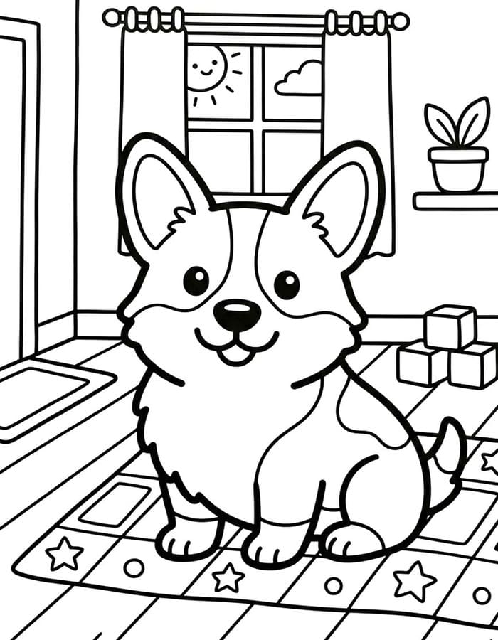 Kolorowanka Narysuj Corgi bezpłatny wydruku łatwy
